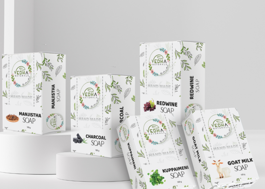 Vedha Naturals soap packaging on a white background